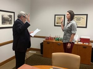 NOC Regent Jami Groendyke was sworn in today for a five-year term by the Hon. Lee Turner at the NOC Board of Regents meeting at NOC Tonkawa (photo provided)