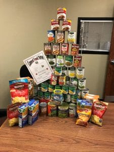 The Catholic Student Association, Kappa Beta Delta, and Business Club held a canned food drive on campus for needy families this Christmas. 