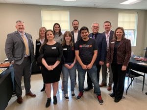 NOC Stillwater students Front Row (L-R):  Catherine Miller, Megan Pickering, Pablo Jaramillo visited with the NOC Board of Regents about their experience at NOC Stillwater last Wednesday. Pickering is a PLC Student, Miller and Jaramillo are Gateway Guides.  Back Row (L-R):  Brad Fox, Jodi Cline, Jami Groendyke, Michael Martin, NOC President Dr. Clark Harris, Jason Turnbow, Vice President for Stillwater Diana Watkins.  