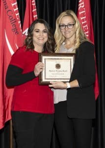 The Spirit of Nursing Award was presented to nursing graduate Tara Mueggenborg, presented by nursing instructor Dr. Vickie Crouch. (photo courtesy of Cope Photography)