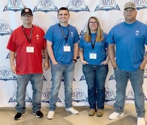 The NOC “Okie Olefins” include (L-R):  Coach Mark Goddard, Cooper Anderson, Ashley Fox, and Eric Segura.