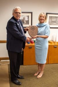 Dr. Clark Harris and retiring regent Jodi Cline