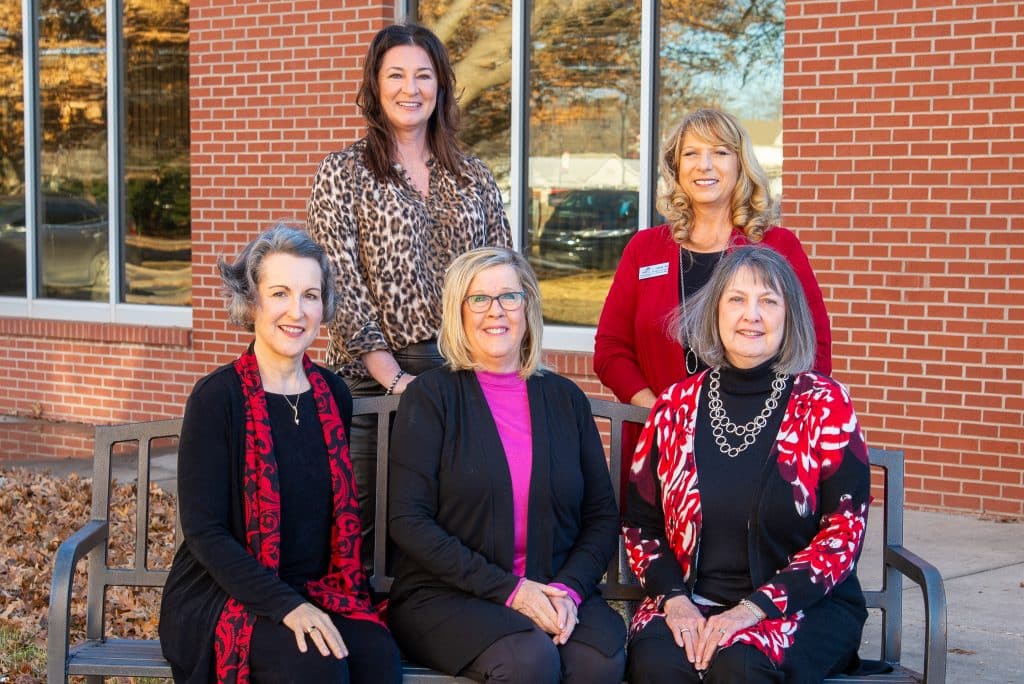 The family of Gail Ditmore established a nursing scholarship at NOC through the NOC Foundation.  Front Row (L-R):  NOC Nursing Division Chair Dr. Nikole Hicks, Dianna Ditmore, Kevin Ditmore.  Back Row (L-R):  Vice President for Community Relations & Development Sheri Snyder, Director of Development & Donor Relations Candy Oller. (photo by Shiloh Martin/Northern Oklahoma College).