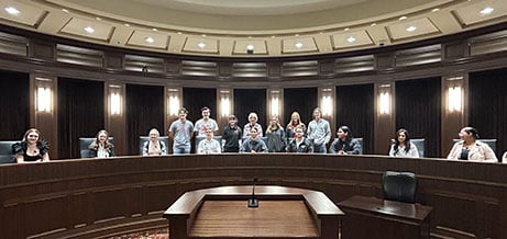 NOC Enid President Leadership Council and Criminal Justice Students visited Noma Gurich at the Oklahoma State Supreme Court in early April. 