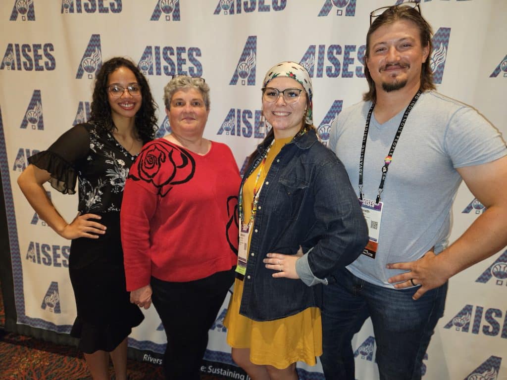 NOC Students (L-R) Aniya Berry, Madysun Strasburger, and Kenneth McLaughlin along with advisor Dr. Frankie Wood-Black attended the AISES Conference in San Antonio Oct. 4-6.