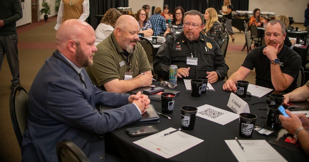 Criminal Justice professionals took part in the NOC Advisory Board meetings last Tuesday at NOC Tonkawa.  Each year, professional from difference fields visit with NOC instructors concerning skills that students need for the workplace.  (photo by Shiloh Martin/Northern Oklahoma College).