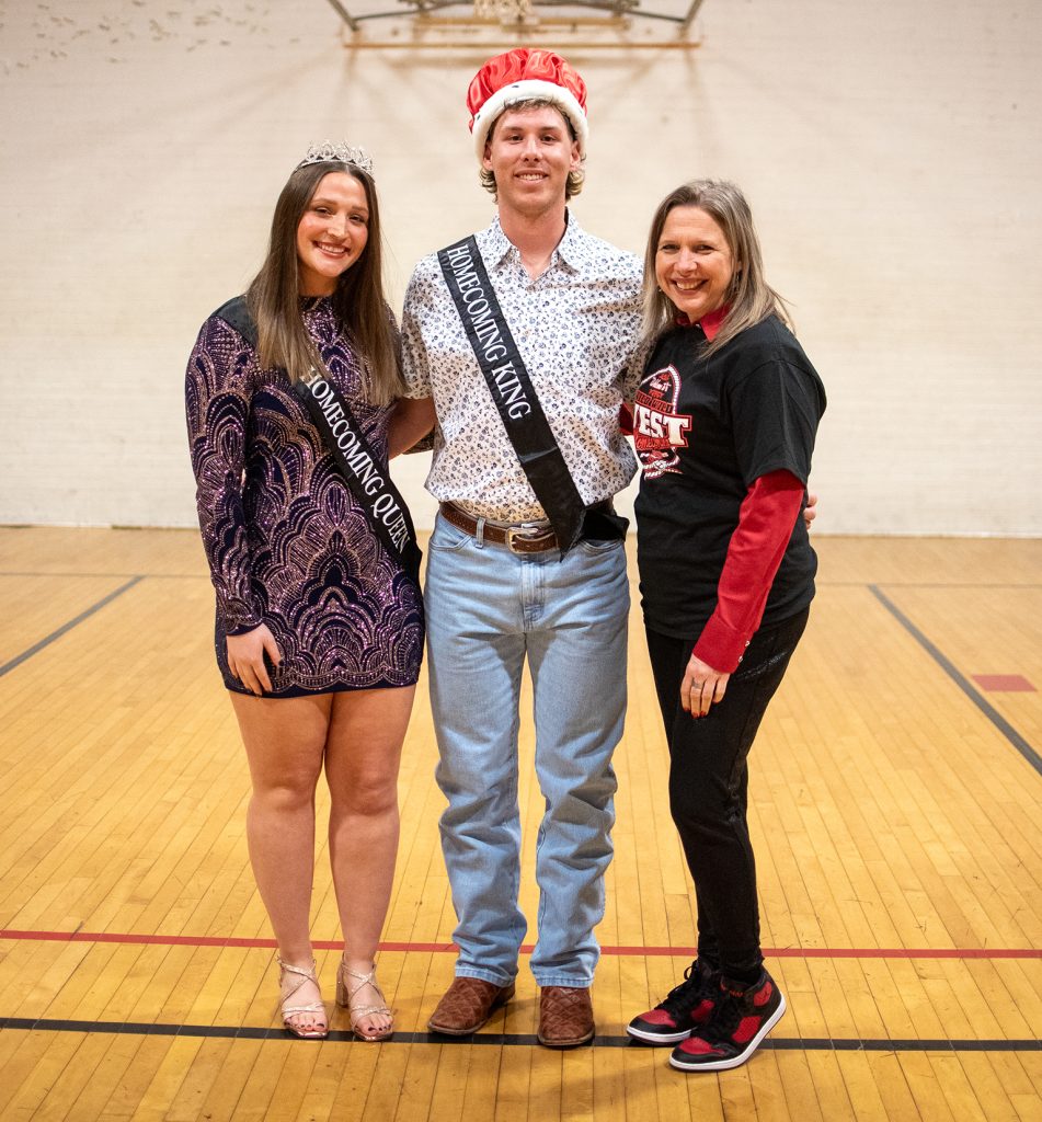 NOC Enid Homecoming Queen Jenna Thomas, NOC Enid Homecoming King Graham Hylton, and NOC President Diana Morris Watkins (photo by Shiloh Martin/NOC)