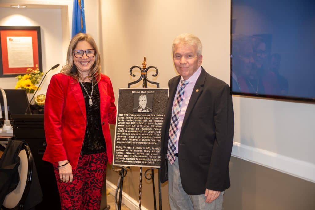 NOC President Diana Morris Watkins and Dineo Heilmann at the KPAC auditorium naming ceremony April 23 at NOC Tonkawa.  