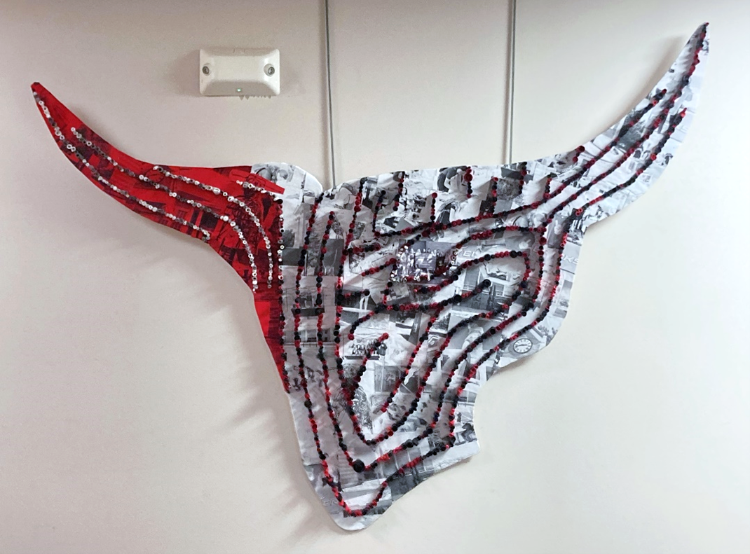 Maverinth Collabrinth. Paper collage labyrinth by NOC 2-D Design art students. 