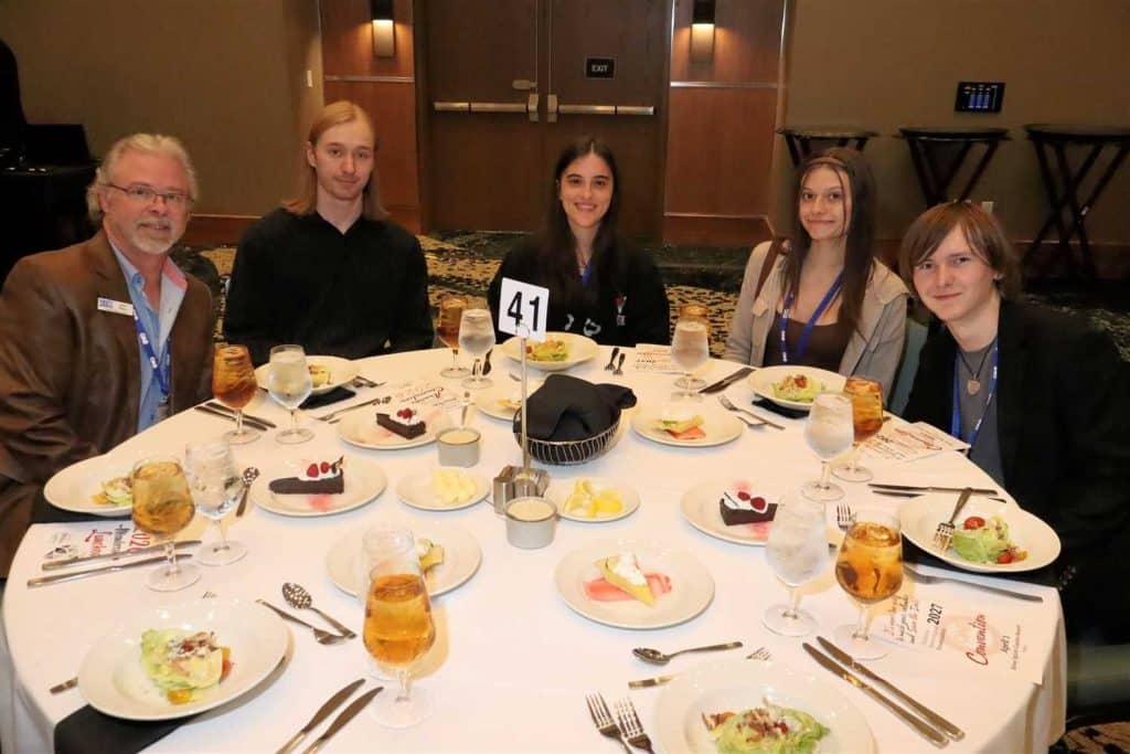 NOC Mass Communication students attended a college broadcaster convention in Oklahoma City April 9.  Pictured (L-R):  Mass Communication instructor Dean Pearcy, Corban Burrell, Enid; Kadi Kienholz, Marland; Catie Blum, Ponca City; and Rowan Svob, Pond Creek. (photo provided)