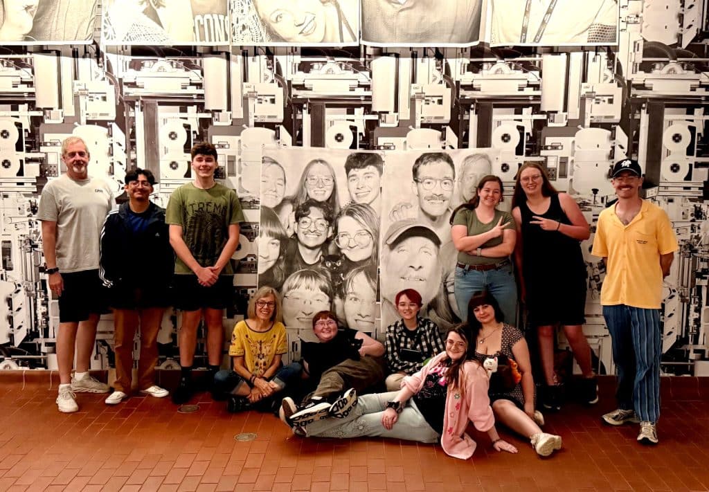 Eight NOC students and three sponsors visited three Arkansas museums this summer. Pictured (L-R): Brad Matson, Angel Garcia, Trystyn Estes, Audrey Schmitz, Neally Lantz, Kris McDaniels, Samantha Hill, Danikka Hardy, Sunday Reynolds, Delaney Fox, Jason McNaughton.
