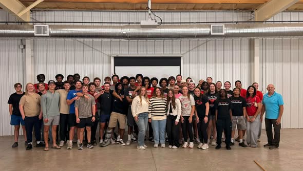 A large number of NOC students participated in a Stamp Out Starvation project at the First United Methodist Church on Sunday. (photo provided)